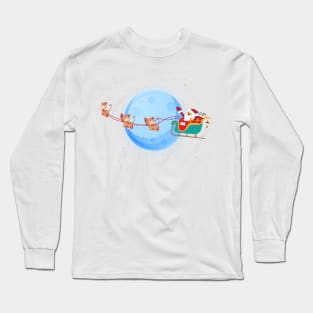 Santa Claus Riding kitten Long Sleeve T-Shirt